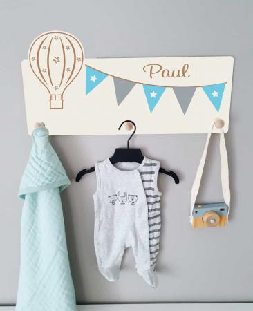 Kindergarderobe mit Name | Heißluftballon